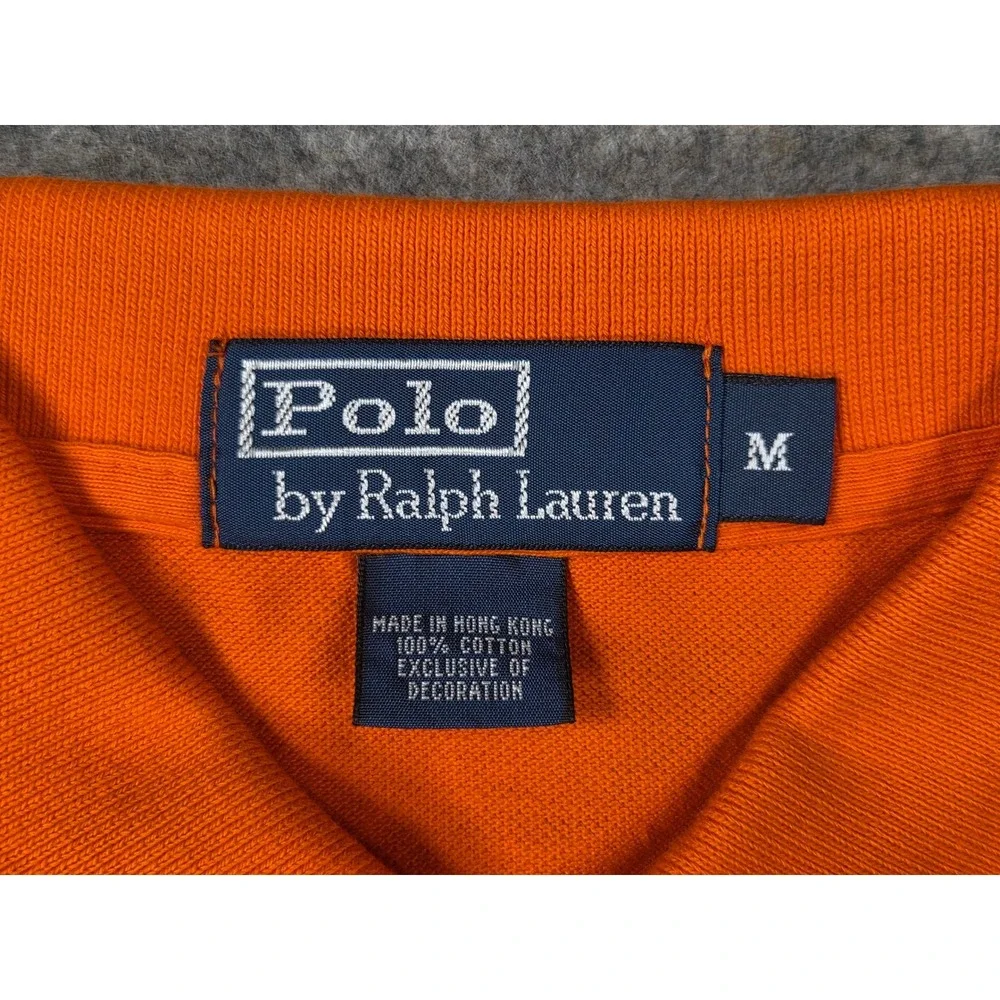 NEW Polo Ralph Lauren Mens Mesh Shirt Polo Orange Pony M Vintage NWT *FLAW*